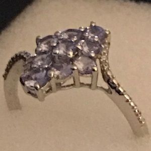 Tanzanite cluster ring in sterling silver .75 ct